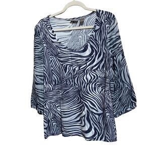 Chico's Womens Size Large Multicolor Swirl Artsy Print Scoop Neck Blouse Top